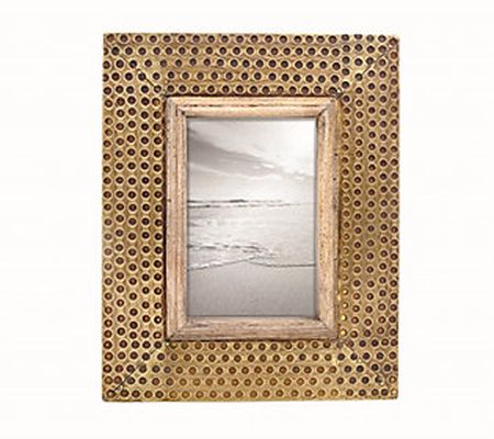 Foreside Home & Garden 4" x 6" Hammered Brass P hoto Frame