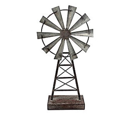 Foreside Home & Garden Distressed Metal Windmil l Table Decor