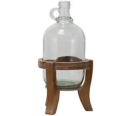 Foreside Home & Garden Glass Growler Vase w/Nat ural Wood Stan
