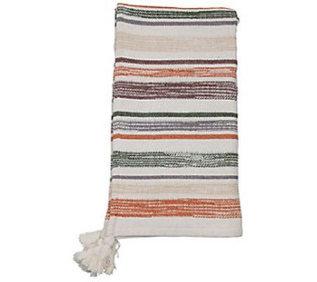 Foreside Home & Garden Hand Woven Multi Hayes T hrow Neutral