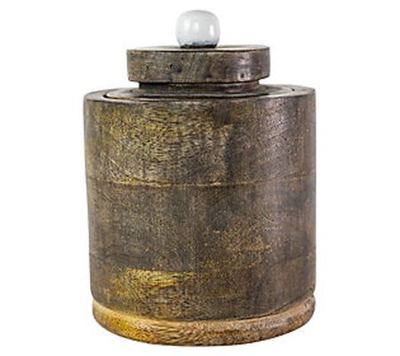 Foreside Home & Garden Natural Mango Wood Round Canister