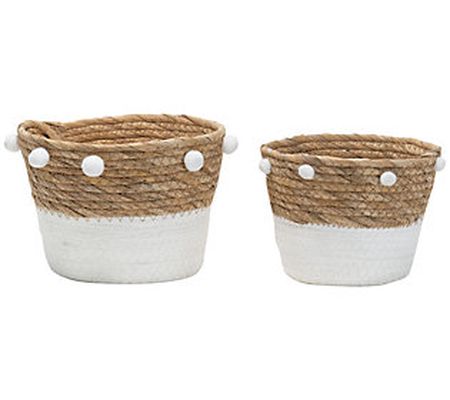 Foreside Home & Garden S/2 Natural Cattail Stor age Baskets