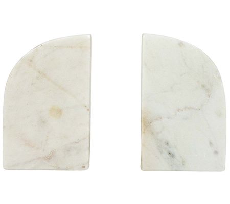 Foreside Home & Garden Set of 2 Arch Bookends W hite Marble