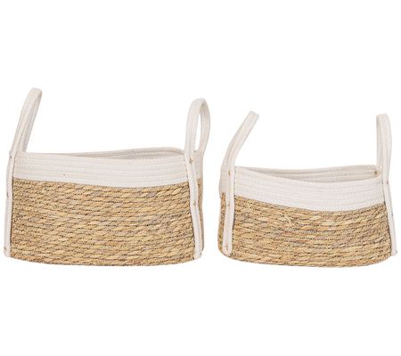 Foreside Home & Garden Set of 2 Oblong Handled Baskets
