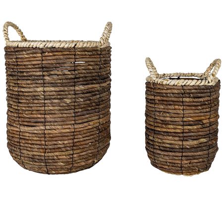 Foreside Home & Garden Set of 2 Wrapped Rim Han dled Baskets