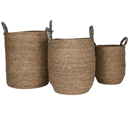 Foreside Home & Garden Set of 3 Baskets Brown W oven Seagrass