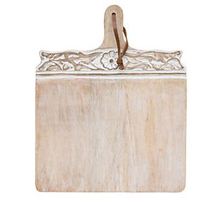 Foreside Home & Garden Square White Wood Cuttin g Board