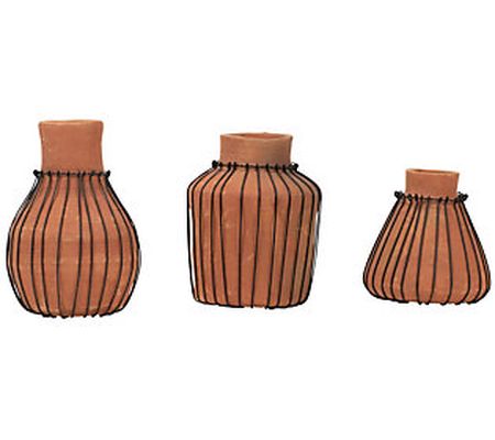 Foreside Home & Garden Terracotta Bud Vases, Se t Of 3