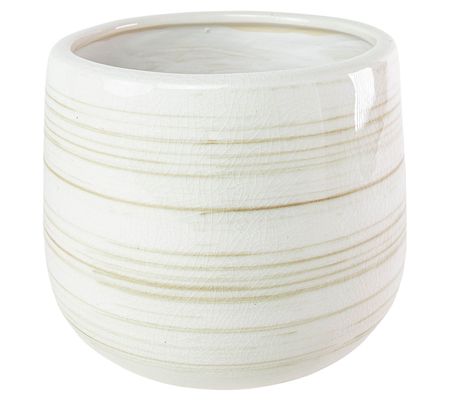 Foreside Home & Garden White Swirl Stoneware Pl anter