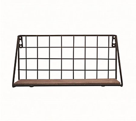 Foreside Home & Garden Wire Metal Grid Wall She lf - Small