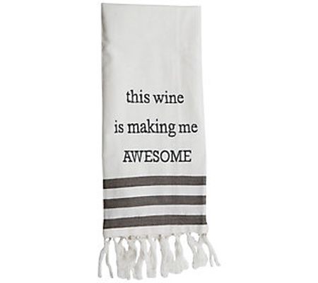 Foreside "This Wine" 27x18" Kitchen Tea Towel w ith Fringe