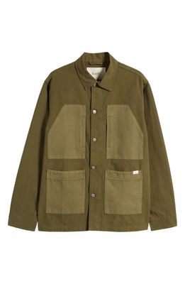 FORET Amble Organic Cotton Overshirt in Army