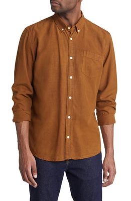 FORET Beam Ripstop Button-Down Shirt in Brown