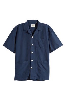 FORET Bocchia Tencel® Button-Up Camp Shirt in Navy