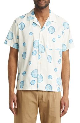 FORET Bubble Print Short Sleeve Cotton Button-Up Camp Shirt in Boule Print