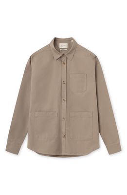 FORET Burnet Regular Fit Organic Cotton Ripstop Button-Up Overshirt in Alu