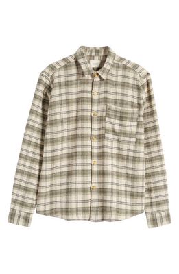 FORET Buzz Plaid Button-Up Shirt in Army Check