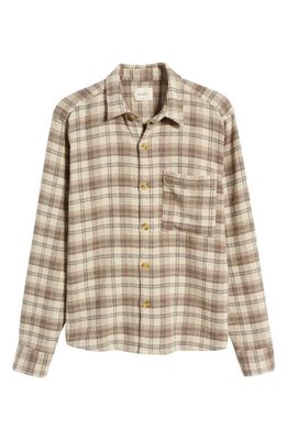 FORET Buzz Plaid Button-Up Shirt in Khaki Check