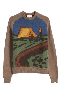 FORET Camp Jacquard Sweater in Khaki