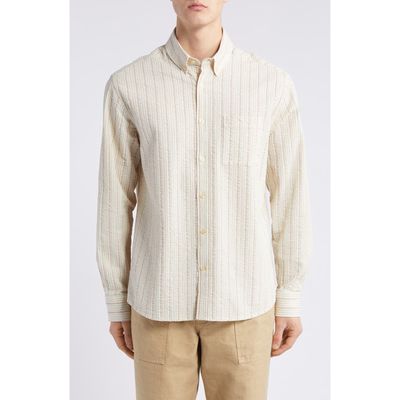 FORET Crest Dove Seersucker Button-Down Shirt in Rubber Stripe 