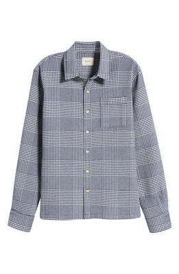 FORET Gentle Check Organic Cotton Button-Up Shirt in Navy