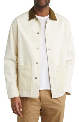 FORET Heyday Organic Cotton Twill Overshirt in Cloud/Army