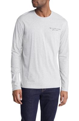 FORET Hill Long Sleeve Organic Cotton Graphic Tee in Light Grey Mel