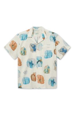 FORET Hush Organic Cotton Seersucker Camp Shirt in Cloud Printed 