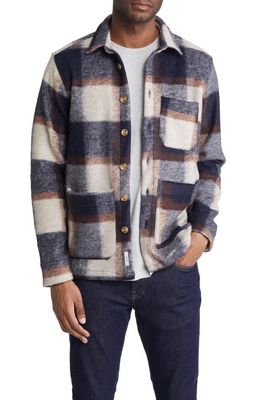 FORET Ivy Buffalo Check Wool Blend Button-Up Overshirt