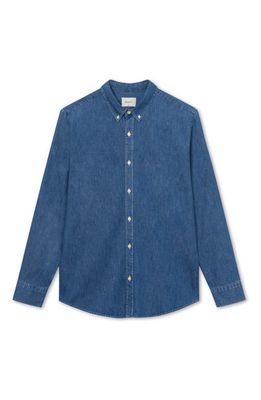 FORET Life Stripe Organic Cotton Button-Down Shirt in Chambray 