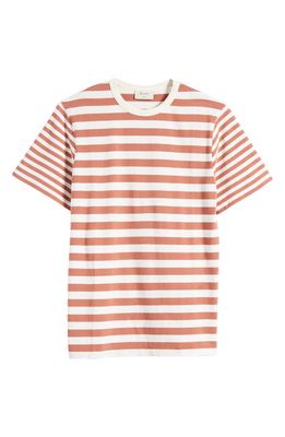 FORET Lob Stripe Organic Cotton T-Shirt in Cloud/Brick