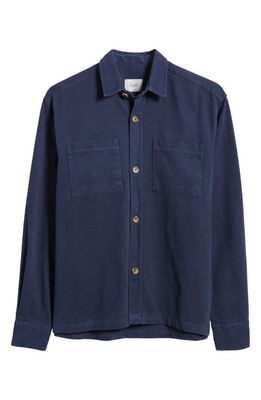 FORET Mellow Button-Up Organic Cotton Shirt Jacket in Navy