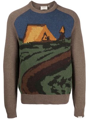 Foret patterned intarsia-knit jumper - Brown