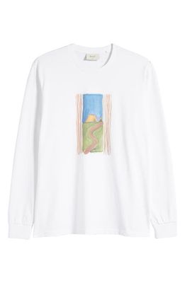FORET Remote Long Sleeve Organic Cotton Graphic T-Shirt in White