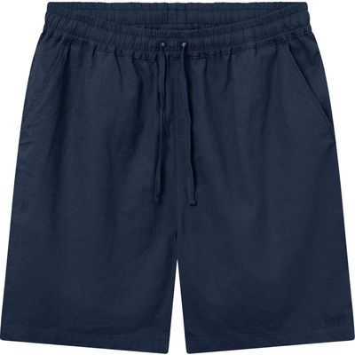 FORET Serene Cotton & Linen Drawstring Shorts in Navy 