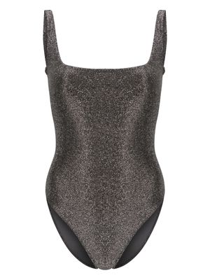 Form and Fold square-neck glitter swimsuit - Silver