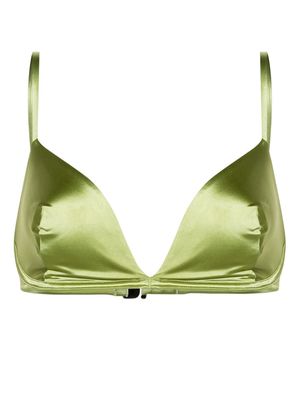 Form and Fold The Triangle satin bikini top - Green