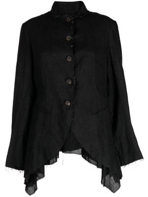 Forme D'expression asymmetric-hem linen jacket - Black
