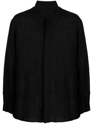 Forme D'expression concealed-fastening virgin-wool shirt - Black