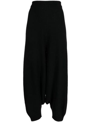 Forme D'expression elasticated-waist drop-crotch wool trousers - Black