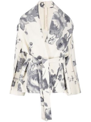 Forme D'expression floral-print belted short coat - Neutrals
