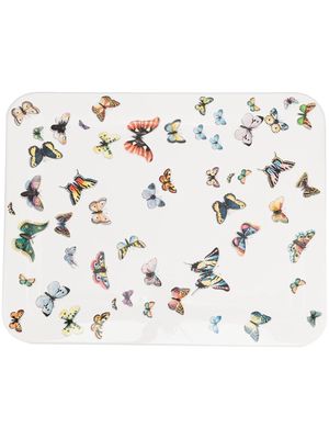 Fornasetti Butterfly-print wood tray - White