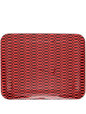 Fornasetti geometric-print wood tray - Red