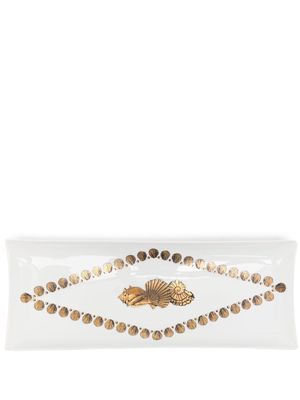 Fornasetti Giro di Conchiglie rectangular tray - Gold