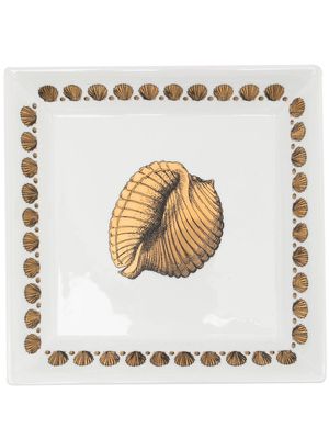 Fornasetti Giro di Conchiglie square plate - Gold