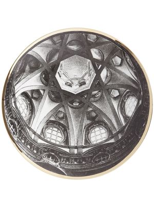 Fornasetti glazed graphic-print plate - Black