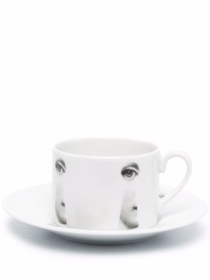 Fornasetti graphic-print porcelain tea set - White