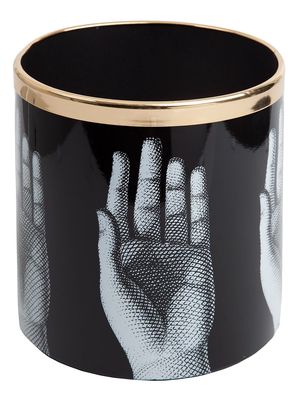 Fornasetti hand-print wastepaper basket - Black