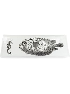 Fornasetti Pufferfish & Seahorse plate - Black