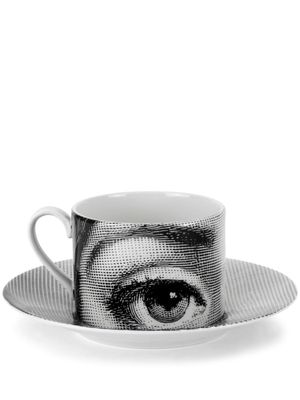 Fornasetti Tema E Variazioni N1 tea cup and saucer - Black